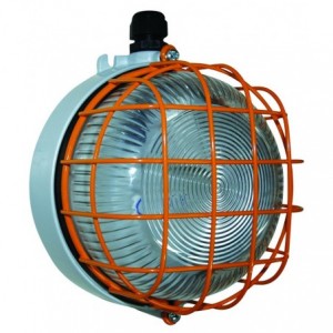 28W 230V Atex Ral 7035 Bulkhead Alu+steel Wire Cage+glass Di