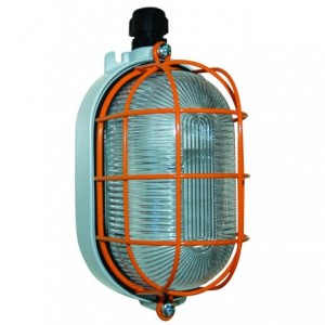 28W 230V Atex Ral 7035 Bulkhead Alu+steel Wire Cage+glass Di