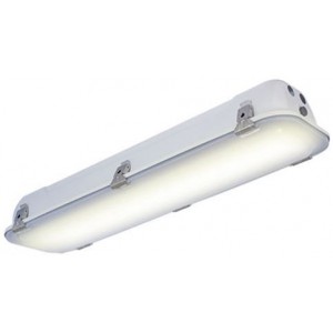 1+1X18W T8 230V Emergency S/STEEL Painted Fitting Opal Poly
