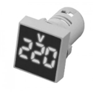 WHITE LED VOLT DISPLAY 12-60VDC 28mm SQUARE FACE