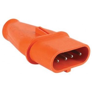 400/500VAC-25A-3P+N+E- Din Flat Oval PLUG-ALU-125X90X40MM