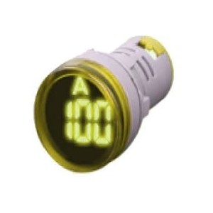 YELLOW LED AMP DISPLAY 50-450VAC 28mm ROUND FACE c/w CT