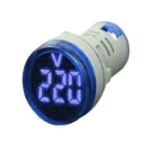 BLUE LED VOLT DISPLAY 12-60VDC 28mm ROUND FACE