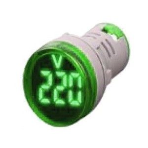 GREEN LED VOLT DISPLAY 50-450VAC 28mm ROUND FACE