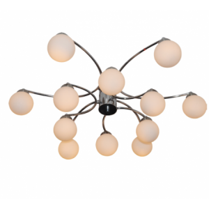 230V 12X40W E14 PENDANT LIGHT FROSTED GLASS &amp; CHROME