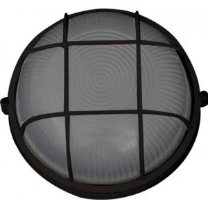 230VAC 9W Black LED Plastic Bulkhead (6000K) 185MM Dia. IP54