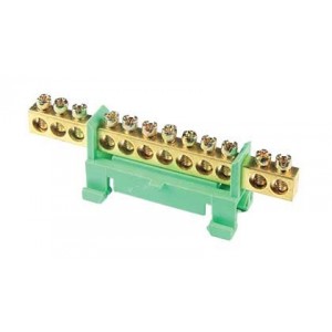 75A 12-WAY Din Mount Terminal Strip Green