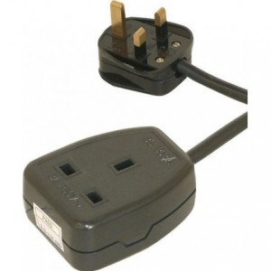 3M Black Extension Cord I3A British Single Janus
