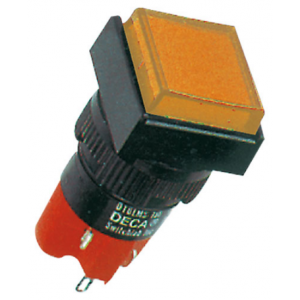 16MM Amber Sq Latch Pbtn 2NO+2NC