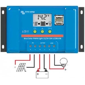 Bluesolar Pwm Lcd+usb Charge Cont. 12/24V-30A