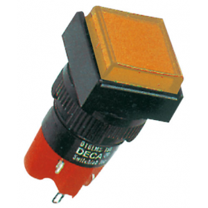 16MM Amber Sq Illm Pbtn 2NO+2NC