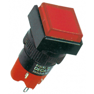16MM Red Sq Illm Pbtn 1NO+1NC