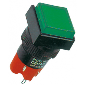 16MM Green Sq Latch Pbtn 1NO+1NC