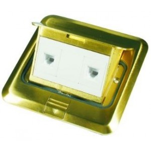 BRASS FLOOR MOUNT 1 x PHONE SOCKET RJ12 &amp; 1 X CAT6