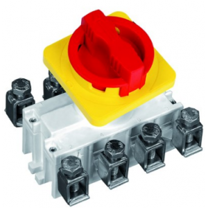 125A 4P ISOLATOR + RED/YELLOW HANDLE &amp; 70mm SHAFT
