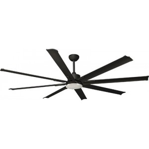 72" Ceiling Fan Black 8 Blade With Remote + LED Cct