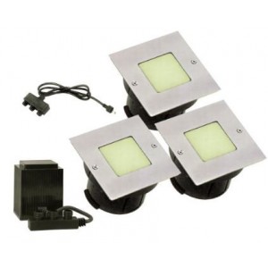 WARM WHITE 230V 4xLED S/STEEL LIGHT FITTING / SET