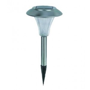S/STEEL LED SOLAR GARDEN LIGHT 390Hx130DIA. 1.2V 4x50mA