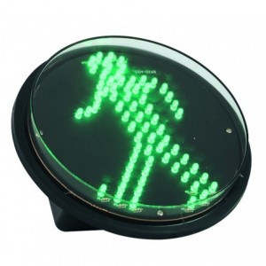 230VAC Green LED Pedestrian Light. Static Trnsp Lens 200MM