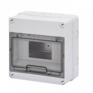 GREY SURFACE DB 1x8M CLEAR DOOR IP55