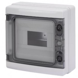 SURFACE DB 1x8M SMOKED DOOR IP65 + TERM BLOCK