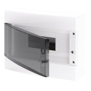 GREY SURFACE DB 1x8M CLEAR DOOR IP40 +TERM BLOCK