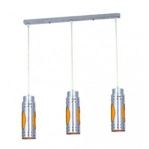 Bar Cord 3 Tier Pendant Light Fitting - Orange Inner Coating