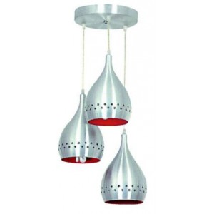 3 Tier Alum. Pendant Light Fitting - Red Inner Coating - 110