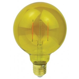 230VAC 2W Transparent G95 Yellow LED Lamp Dimmable E27
