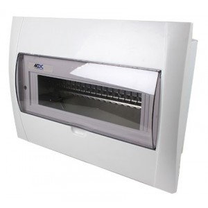 WHITE DB 20-WAY FLUSH WITH INNER TRAY FOR 13mm MCBs