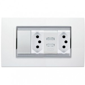 16A 2XN-TYPE Sw Socket Outlet + 2-1A USB Charger Lux White