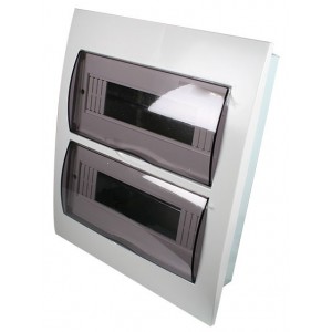 WHITE DIN DB 24-WAY(2x12) FLUSH WITH DOOR AND TRAY