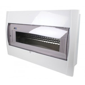 WHITE DB 24-WAY FLUSH WITH INNER TRAY FOR 13mm MCBs