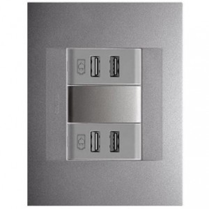 Chorus 4X4 Socket Outlet 2X 2.1A USB Charger Titanium
