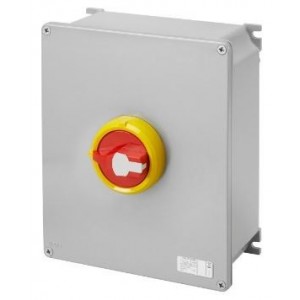 4P 125A Metal Box RED/YEL Kn. Surface Isolator