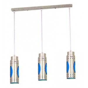 BAR CORD 3 TIER PENDANT LIGHT FITTING - BLUE 1000mmx500mm