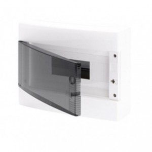 GREY SURFACE DB 1x12M CLEAR DOOR IP40