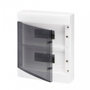 GREY SURFACE DB 2x12M CLEAR DOOR IP40