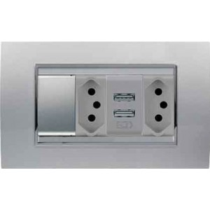 16A 2XN-TYPE Sw Socket Outlet + 2-1A USB Charger Lux Tit