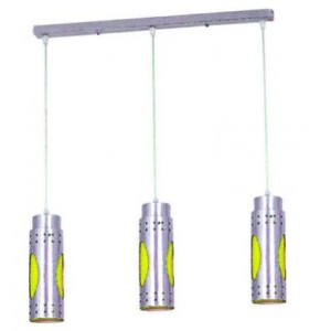 Bar Cord 3 Tier Pendant Light Fitting - Yellow Inner Coating