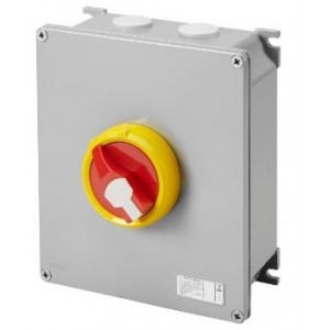 4P 63A Metal Box RED/YEL Kn. Surface Isolator