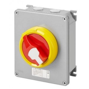 4P 25A Metal Box RED/YEL Kn. Surface Isolator