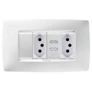 16A 2XN-TYPE Sw Socket Outlet + 2-1A USB Chorus One White