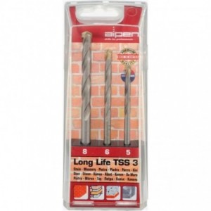 Masonry Drill Bit Set 3 Piece Long Life 5 6 8
