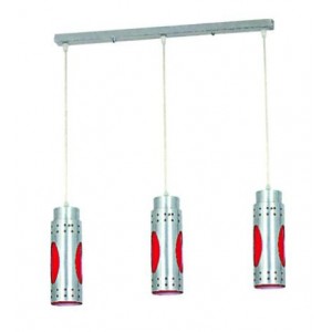 BAR CORD 3 TIER PENDANT LIGHT FITTING - RED 1000mmx500mm