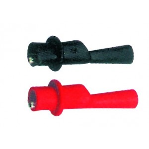 BLACK &amp; RED INSULATED TEST METER CROC CLIPS (PAIR)