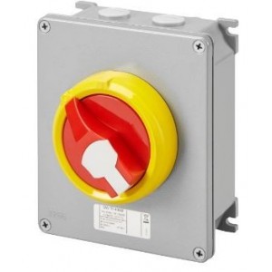 2P 32A Metal Box RED/YEL Kn. Surface Isolator