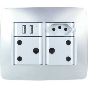 Titanium 4X4 Socket Outlet 2X 16A Sa + N-TYPE 16A + USB