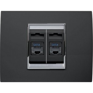 2x RJ45 CAT 6 UTP SOCKET KIT CHORUS GEO SLATE GREY
