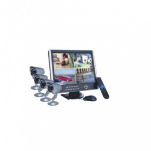 4 CAMERA. 15" LCD MONITOR &amp; DVR SECURITY KIT + 1TB HDD